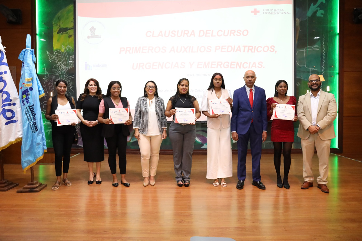 INAIPI, INAFOCAM y la Cruz Roja Dominicana clausuran tercera versión del curso intensivo en Primeros Auxilios Pediátricos